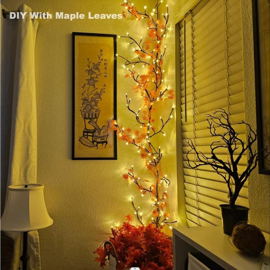 Willow Vine Fairy Lights – Flexible Twinkle Tree Branches, Enchanted LED Vine Festival Lights for Home & Room Decor - Grab Tokri
