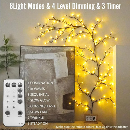 Willow Vine Fairy Lights – Flexible Twinkle Tree Branches, Enchanted LED Vine Festival Lights for Home & Room Decor - Grab Tokri