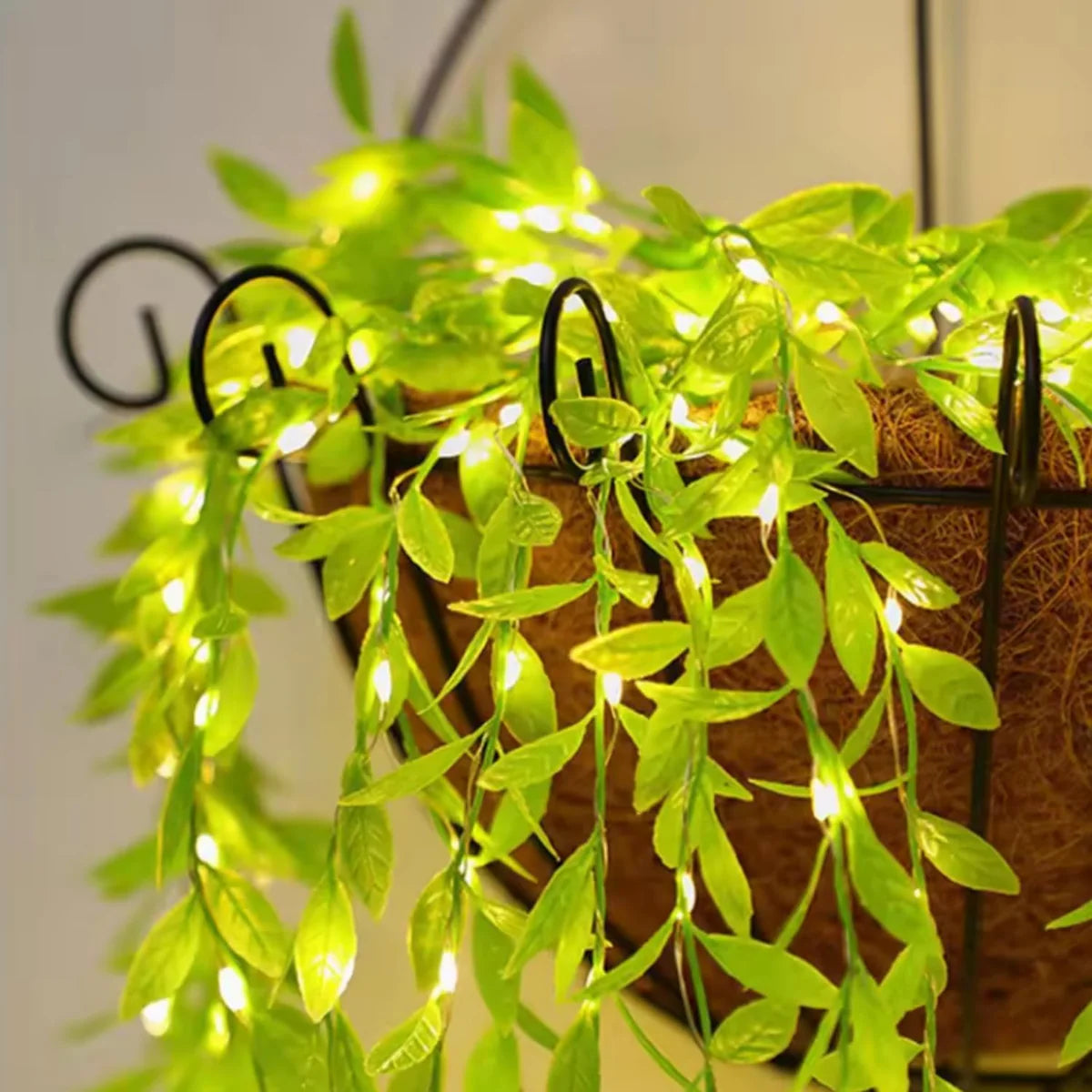 LED Green Leaf Curtain Lights for Home Decor | Artificial Leaf String Lights for Festival, Diwali & Weddings - Grab Tokri